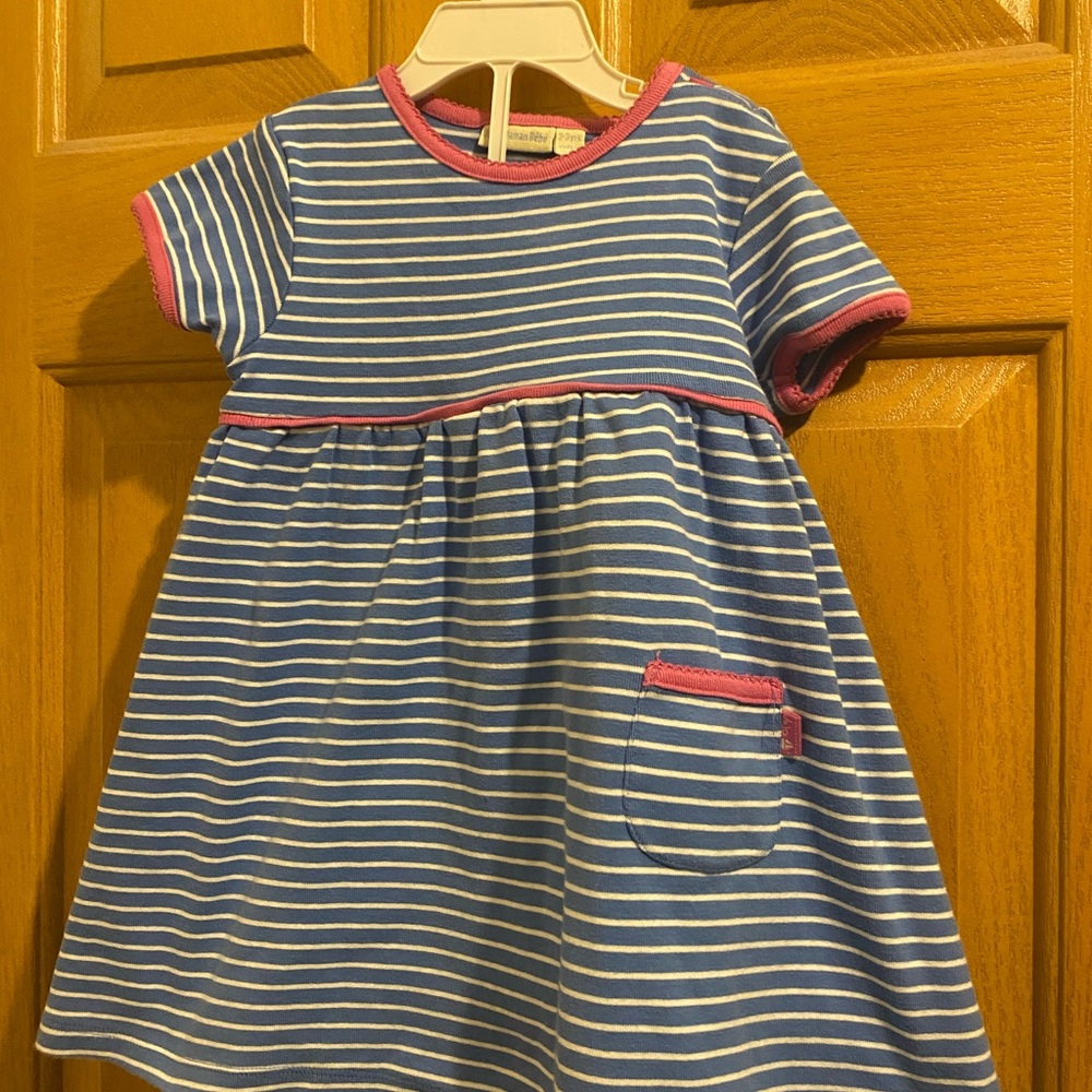 JoJo Maman Bebe Blue and Pink Striped Dress